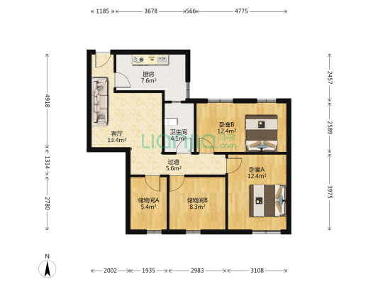 广场北街小区 2室1厅1卫 92平方
