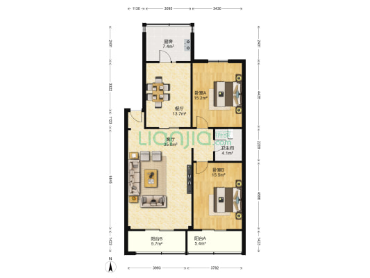 经委小区 2室2厅1卫 116平方