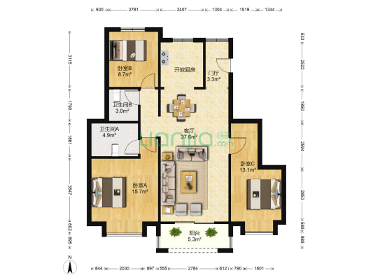 新城璟玥 3室1厅2卫 118平方