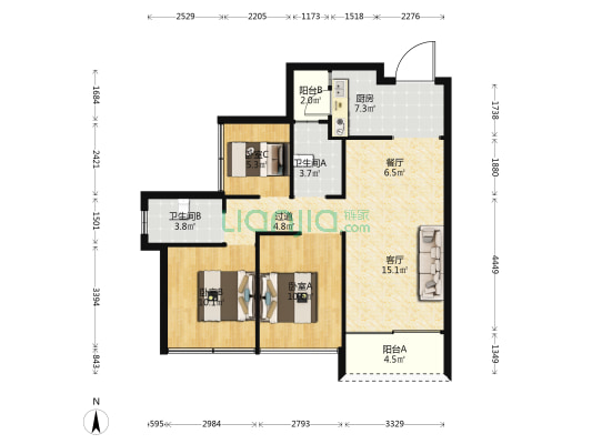 龙光·玖榕府 3室2厅2卫 89平方