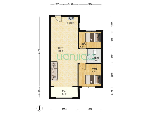 碧桂园九英里 2室1厅1卫 83平方