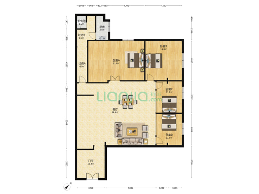 金港商城 4室1厅1卫 203平方