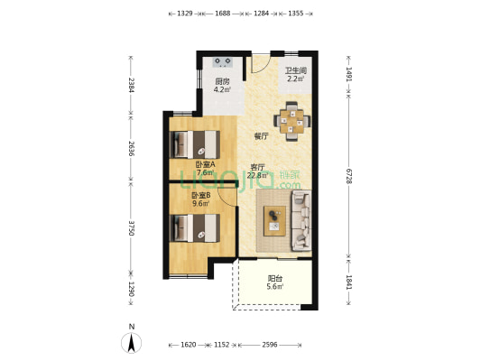 禹洲金辉里 2室1厅1卫 66平方