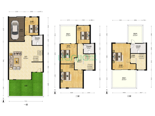 檀香花苑(别墅) 5室1厅3卫 209平方