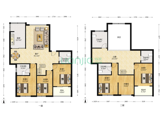 华府天地 5室1厅5卫 137平方