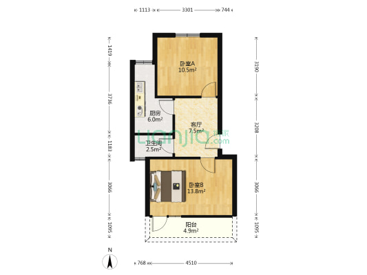 德宽路 2室1厅1卫 57平方