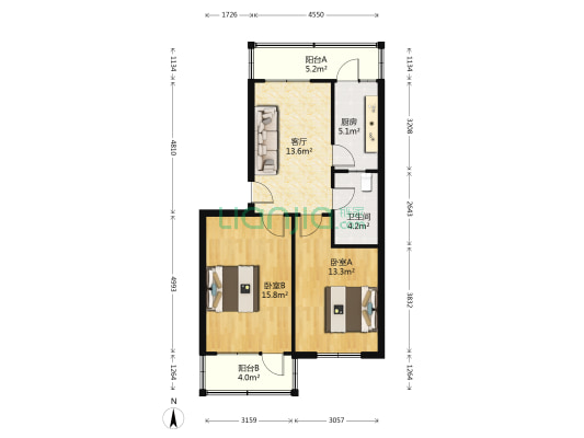 天汇园 2室1厅1卫 70平方