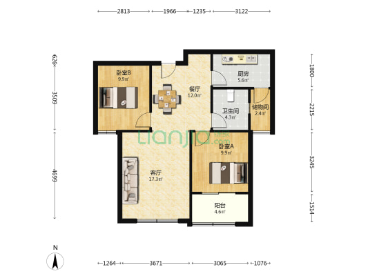 兴济佳苑 2室2厅1卫 94平方