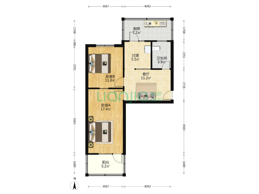 省直党校宿舍 2室1厅1卫 65平方