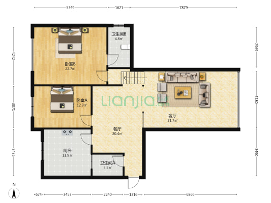 花溪大道北段12号 2室2厅2卫 129平方