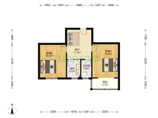 石利新村 2室1厅1卫 65平方