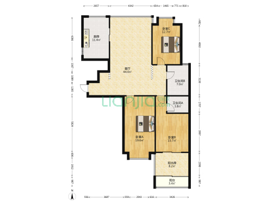 怡海家园 3室1厅2卫 150平方