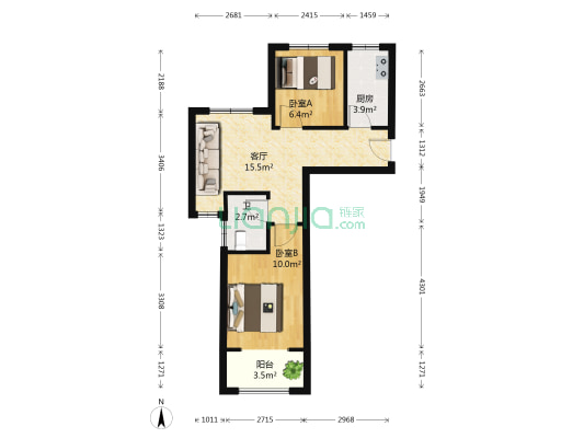 北郡二期 2室1厅1卫 60平方