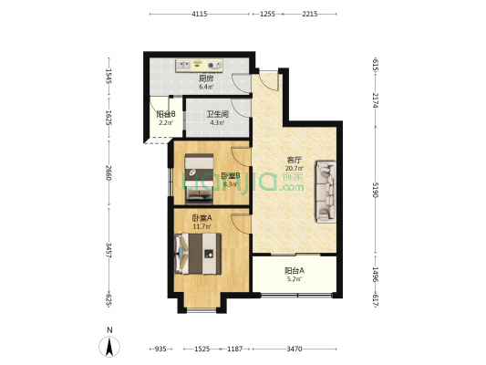 吉泰嘉苑 2室1厅1卫 82平方