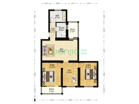 观音寺小区 3室1厅1卫 91平方