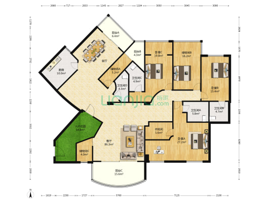 南湖明珠 3室1厅4卫 313平方