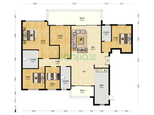 碧桂园佳诚城央首府 5室1厅3卫 220平方