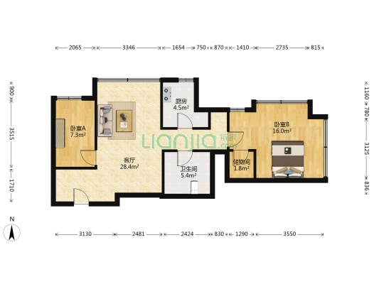 积水住宅裕沁府 2室1厅1卫 111平方