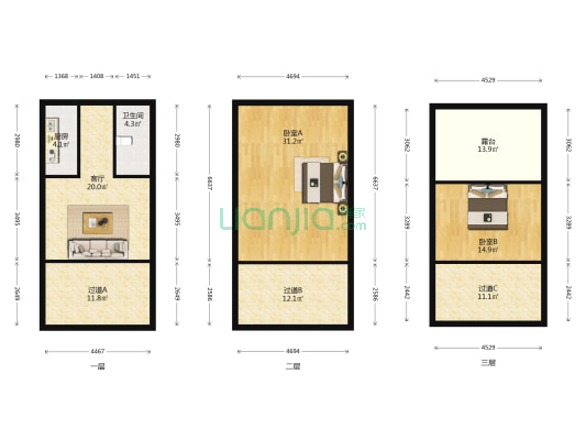 九里芳华 2室1厅1卫 116平方