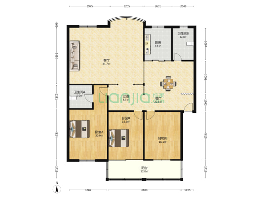 振通新村 2室2厅2卫 181平方