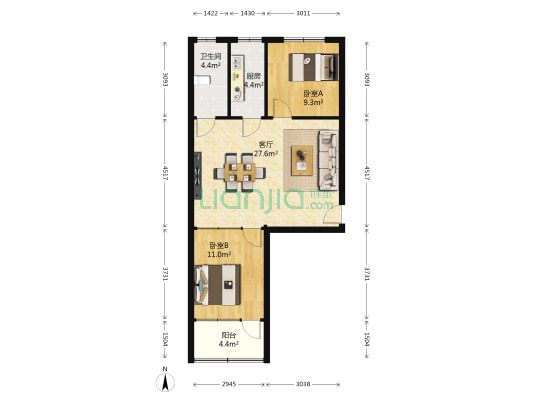 西铁家属院 2室1厅1卫 90平方