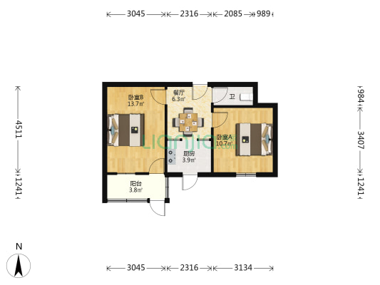 东河新村 2室1厅1卫 47平方