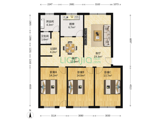 塔山路13号 3室2厅2卫 118平方
