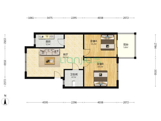 尚北金街小区 2室1厅1卫 78平方