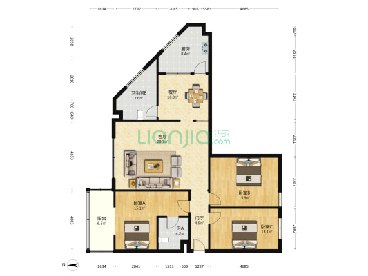 伟业C座商住楼 3室2厅2卫 142平方