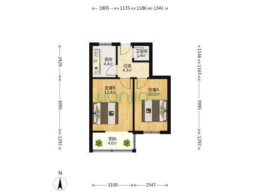 台西一路 2室0厅1卫 47平方
