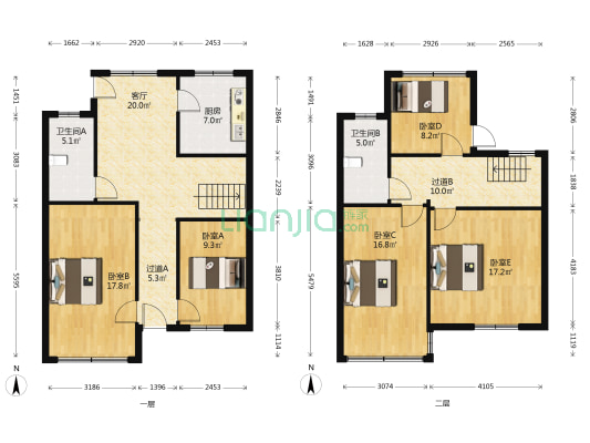 唐叶新村 5室1厅2卫 142平方