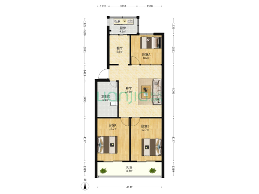 安泰小区 3室2厅1卫 99平方