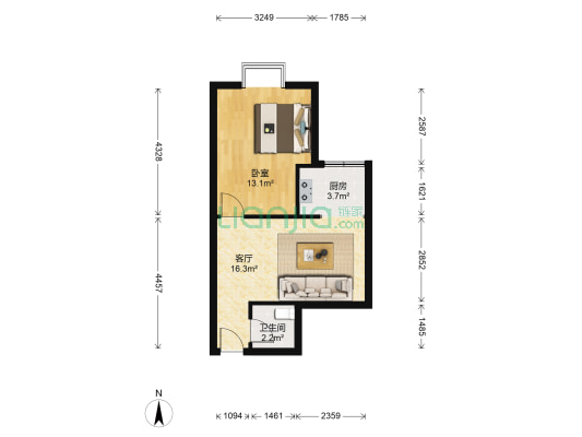 鹏程蕙园 1室1厅1卫 49平方
