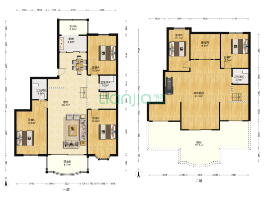兴达樱花园 6室1厅3卫 145平方