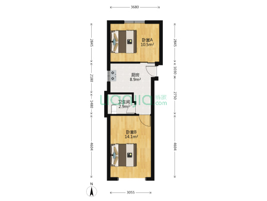  2室0厅1卫 45平方