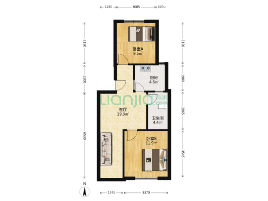 花山路181号 2室1厅1卫 63平方