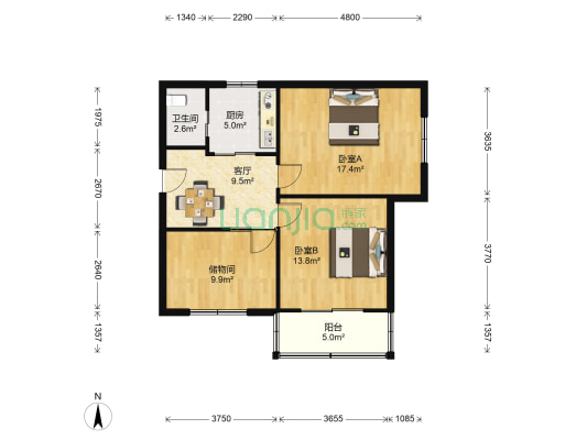 万物桥巷 2室1厅1卫 84平方