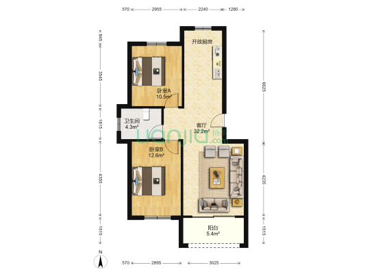 京都名苑 2室1厅1卫 82平方