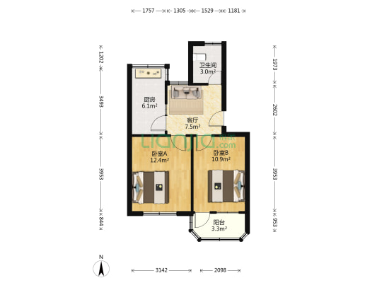 后门街小区 2室1厅1卫 58平方
