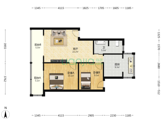 爱民路126号 2室1厅1卫 79平方