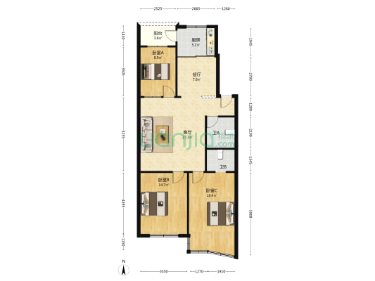龙港镇下垟郑村 3室2厅2卫 108平方