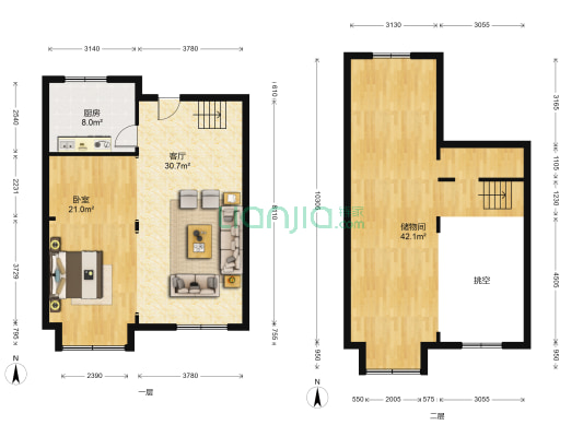 首创国际半岛多维时光 1室1厅0卫 83平方