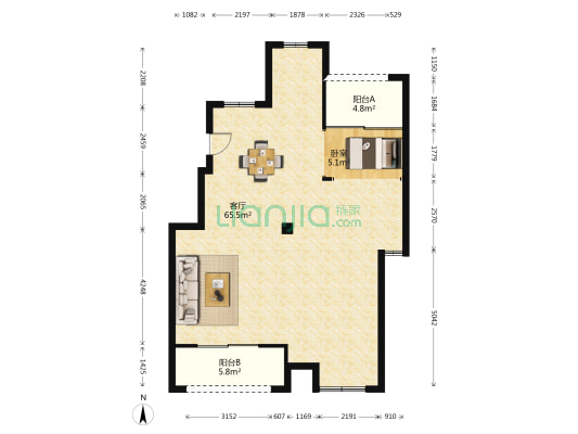 新珑湾 1室1厅0卫 112平方