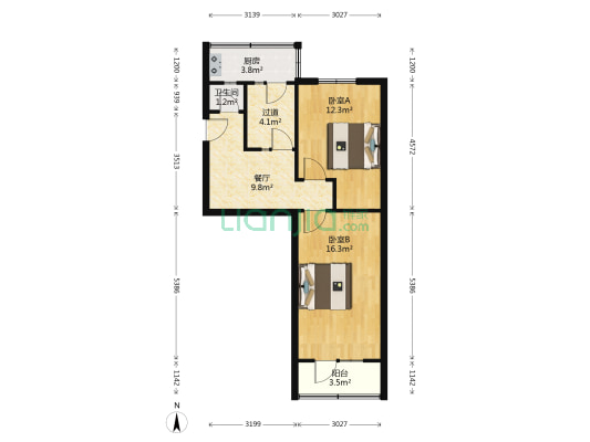 省四建解南小区 2室1厅1卫 58平方