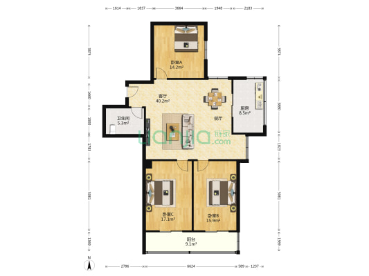 丽融大厦 3室1厅1卫 144平方