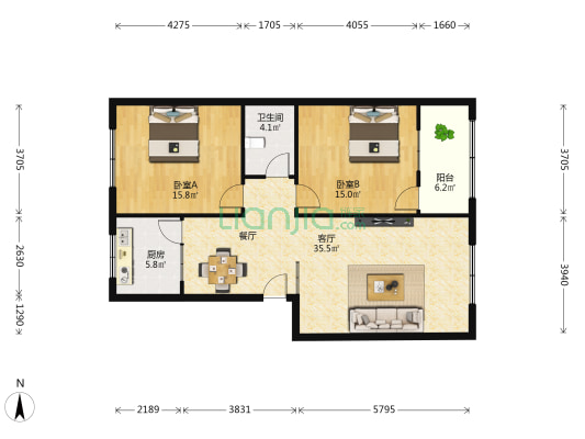 文惠社区 2室1厅1卫 101平方