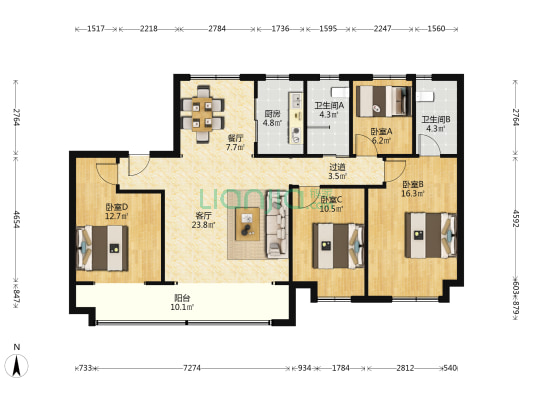 碧桂园·时代澜湾 4室2厅2卫 144平方