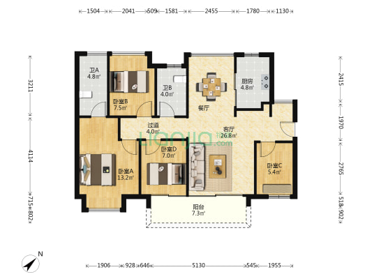 融创.云水观棠 4室1厅2卫 106平方