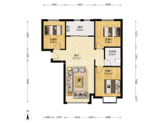 鸿坤精装通透三居室高楼层全天采光无遮挡-涿州鸿坤理想湾南区户型图