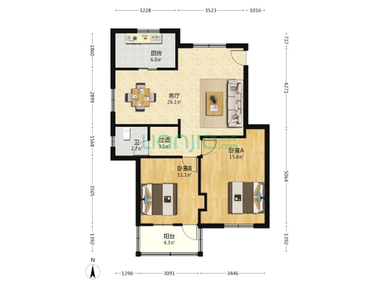 府东新村 2室1厅1卫 85平方